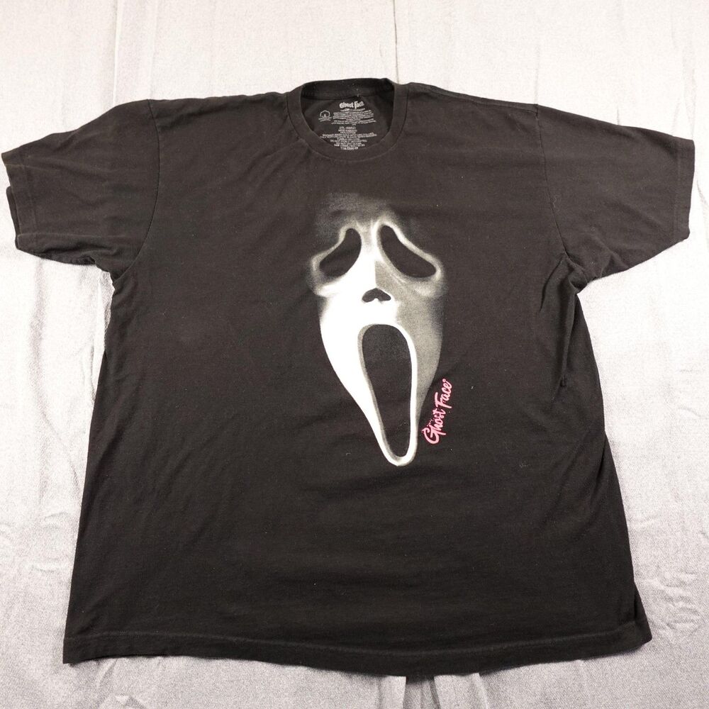 Ghost Face Shirt Mens 2XL Black Scream Mask Graphic Tee Horror Halloween